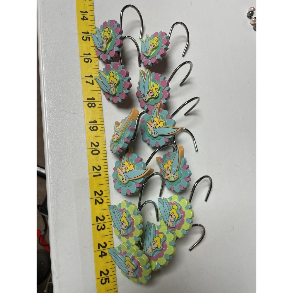 Disney Tinkerbell Shower Curtain Hooks‎ Set of 12 Fairies - Picture 2 of 2